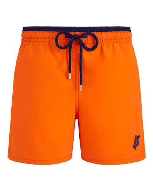 Vilebrequin Orange Solid Bicolor Swim Shorts for men