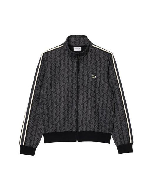 Lacoste Black Logo Monogram Stripe Track Jacket for men