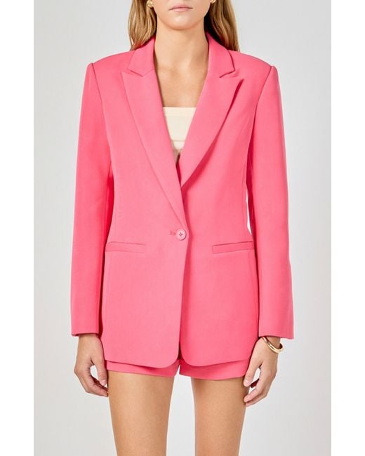 Endless Rose Pink Tailored Single Button Blazer