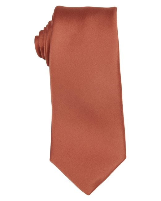 Brooklyn Brigade Orange Solid Satin Tie for men