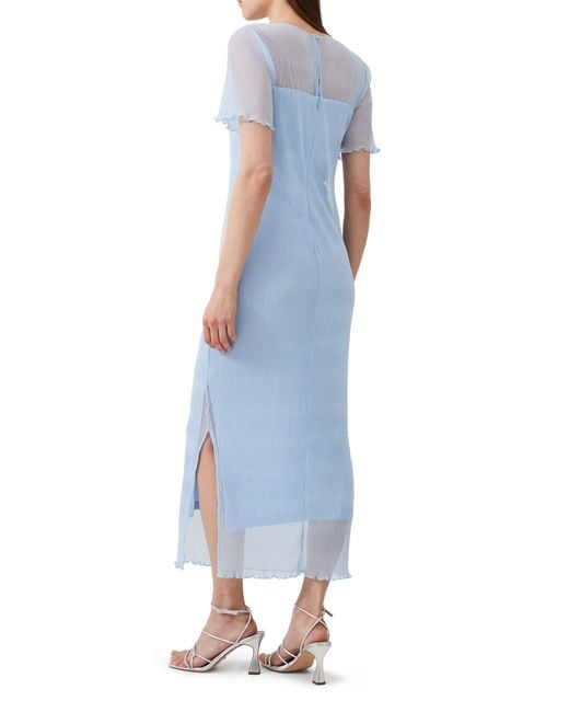 French Connection Blue Saskia Sheer Yoke Midi Dress