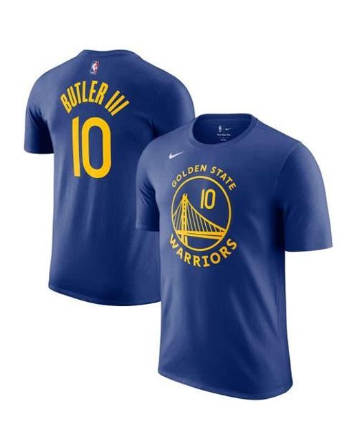Nike Blue Jimmy Butler Iii Golden State Warriors Icon Edition Name & Number T-Shirt for men