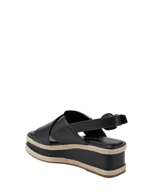 Marc Fisher Black Renda Slingback Espadrille Platform Wedge Sandal