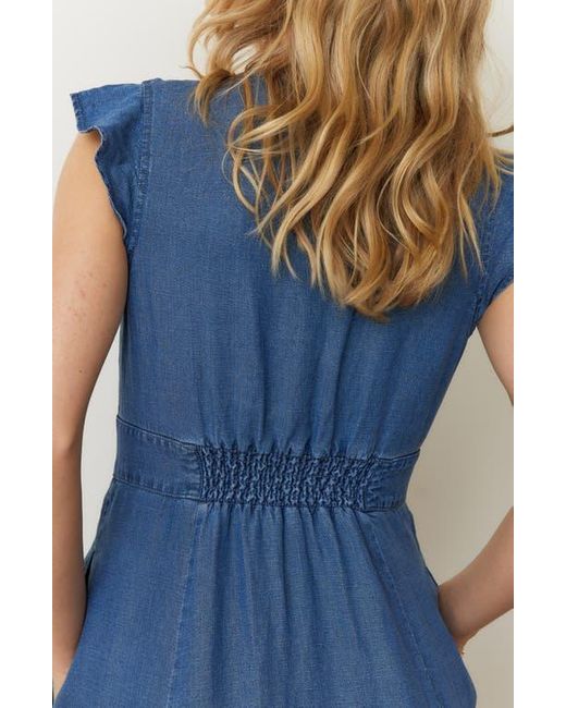 Marine Layer Blue Camila Button Front Midi Dress