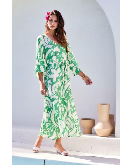 Fifteen Twenty Green Antonia Floral Maxi Dress