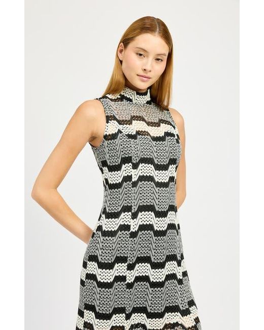 En Saison White Genesis Open Stitch Midi Dress