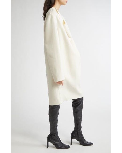 Totême  White Cowl Neck Long Sleeve Double Face Wool Dress