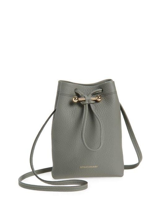 Strathberry Gray Large Osette Leather Bucket Bag