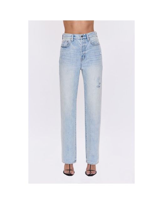 Pistola Blue Cassie Embellished High Waist Ripped Straight Leg Jeans