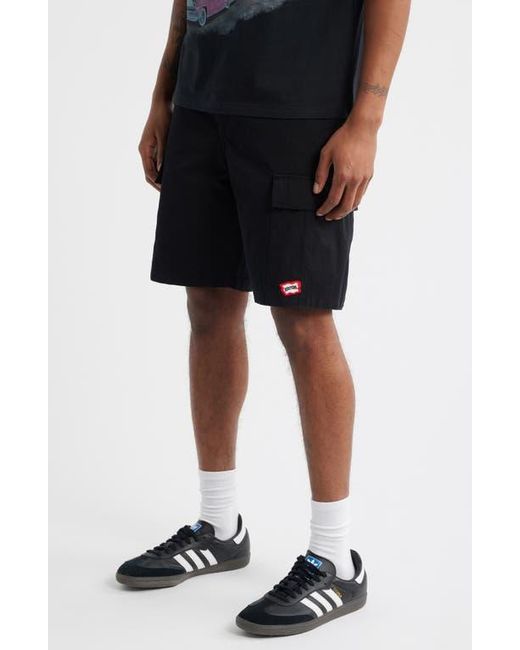 ICECREAM Black Destro Cotton Ripstop Cargo Shorts for men