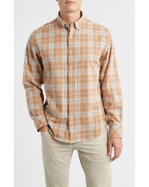 James Campbell Natural Vulcan Trim Fit Plaid Cotton Button-Up Shirt for men