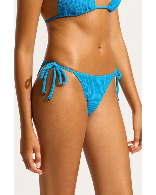 Seafolly Blue Rio Side Tie Bikini Bottoms
