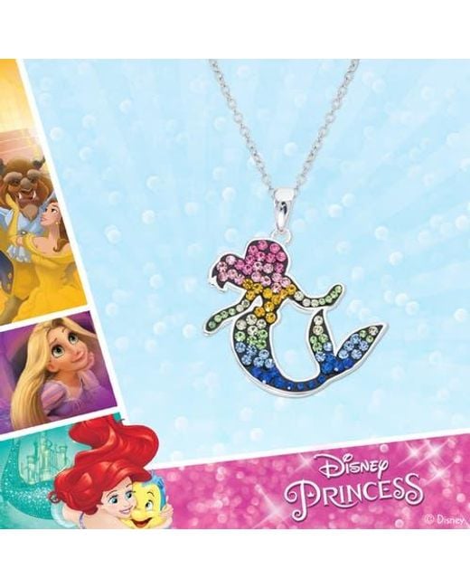 Disney Pink The Little Mermaid Ariel Crystal Flash Plated Pendant Necklace, 18