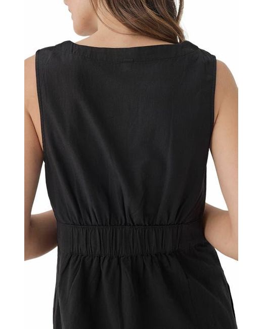 Pact Black Canopy Linen Blend Button-Front Dress Made With Organic Cotton