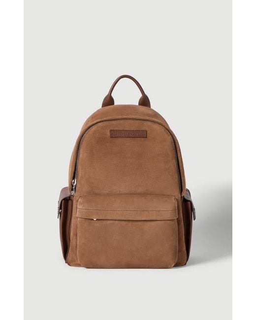 Brunello Cucinelli Brown Buffalo Leather Backpack for men