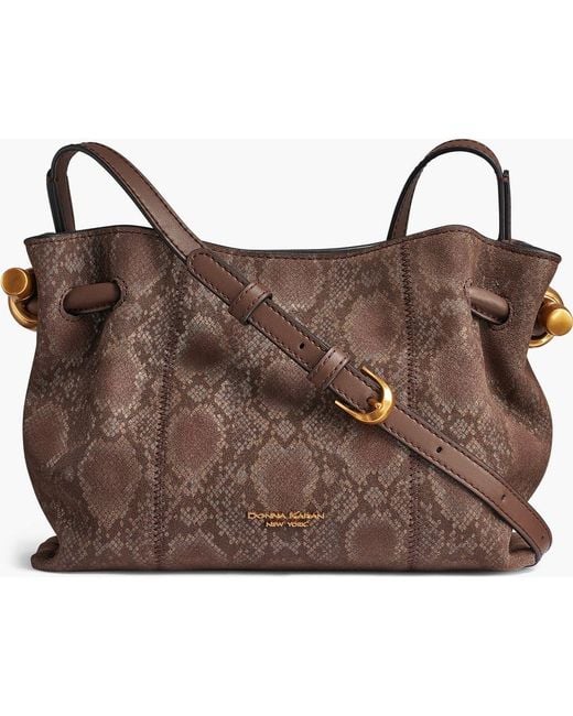 Donna Karan Brown Cashmere Python Suede Crossbody
