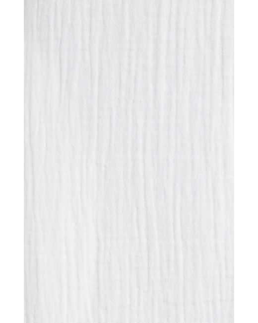 Caslon White Caslon(r) Cotton Gauze Long Sleeve Midi Shirtdress