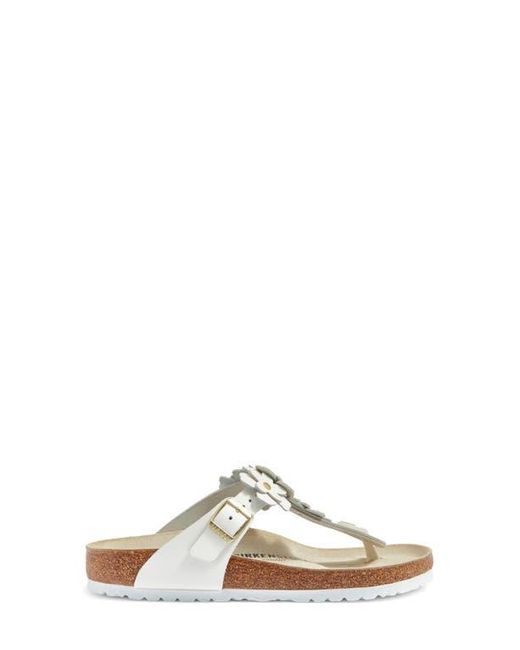 Birkenstock White Gizeh Flower Flip Flop