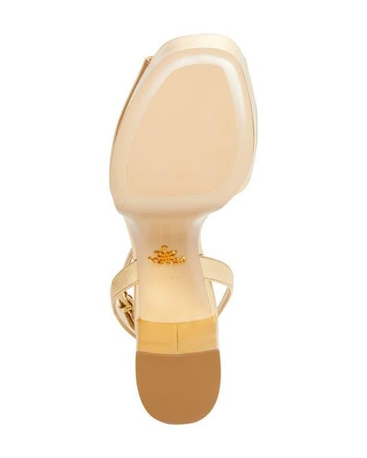 Prada Metallic Ankle Strap Platform Sandal