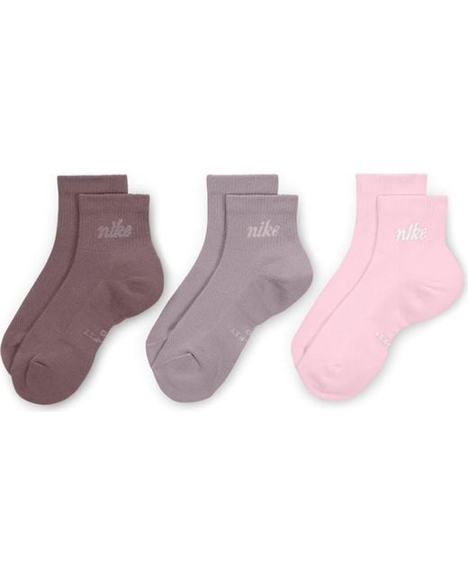 Nike Purple Everyday Elevated Assorted 3-Pack Ankle Socks
