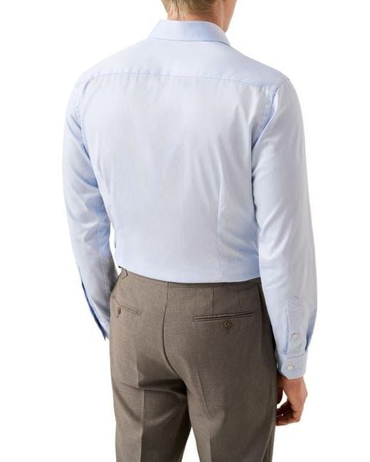 Eton of Sweden Blue Contemporary Fit Solid Cotton Dress Shirt for men
