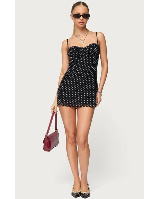 Edikted Women's Black Polka Dot Chiffon Minidress - benaras.co