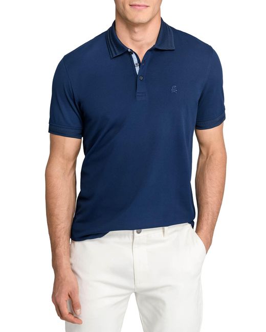 Con.struct Blue Slim Fit Short Sleeve Solid Polo for men