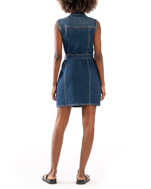 Kut From The Kloth Blue Della Tie Waist Sleeveless Denim Dress