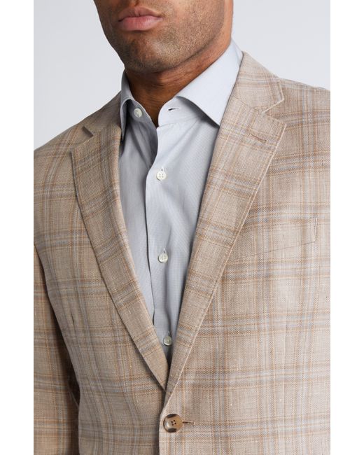 Nordstrom Natural Plaid Linen & Cotton Sport Coat for men