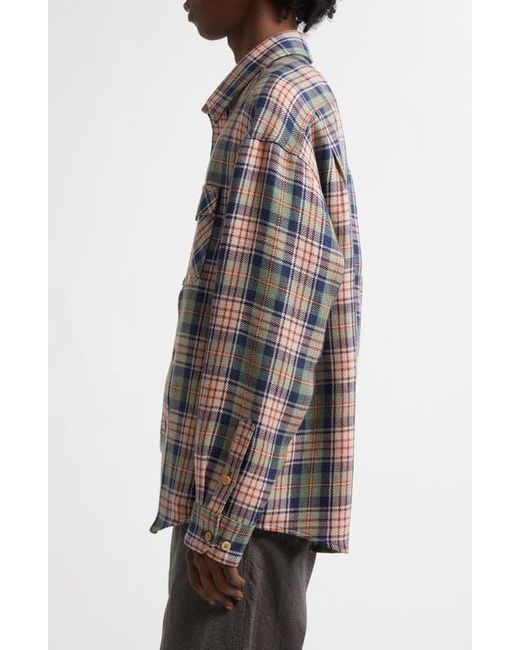 Visvim Blue Lumber Check Wool & Linen Button-Up Shirt for men