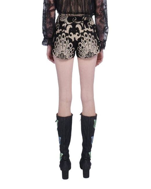 Anna Sui Black Beardsley Tapestry Shorts