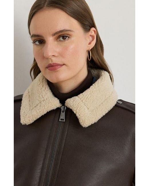 Ralph Lauren Black Faux Shearling Bomber Jacket