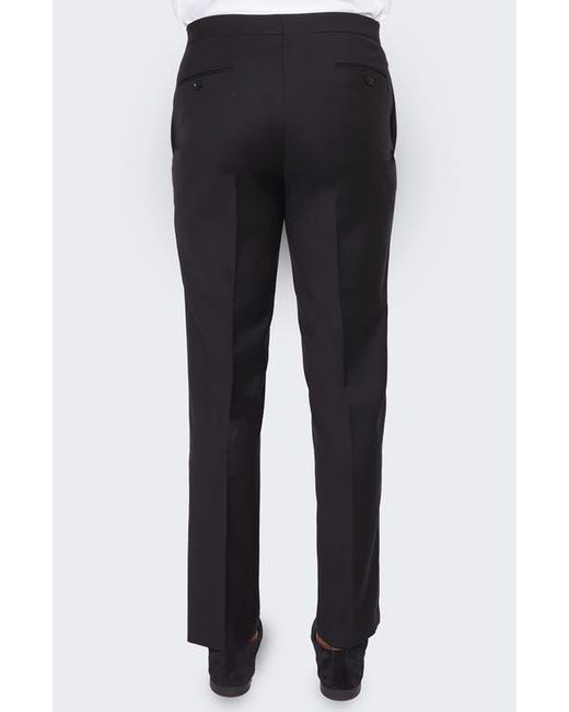9tofive Blue Solid Wool Tuxedo Pants for men