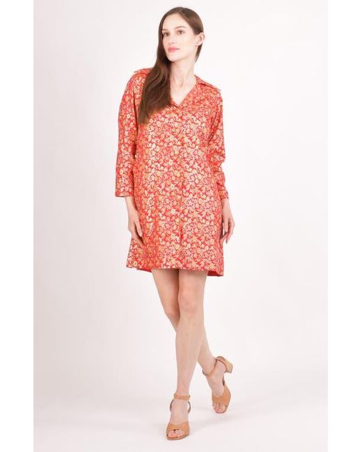 Ras Red Clara Silk Floral Jacquard Blazer Dress