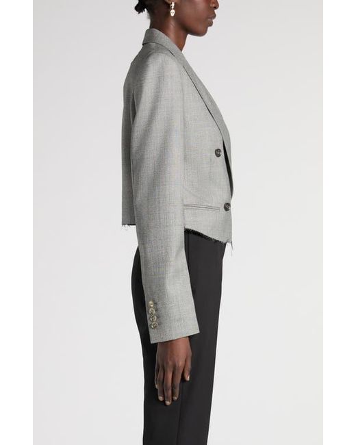 McQueen Gray Crop Double Breasted Wool Blazer