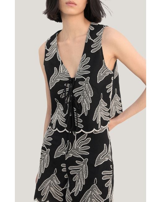 Mango Black Embroidered Bow Vest