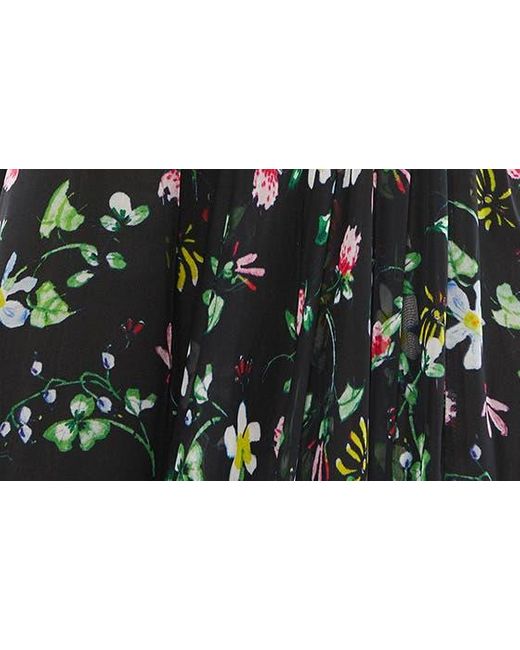 Mac Duggal Green Floral Chiffon Cutout Long Sleeve Gown