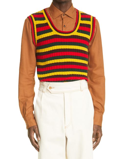 Wales Bonner Multicolor Brixton Stripe Knit Stretch Cotton Vest for men