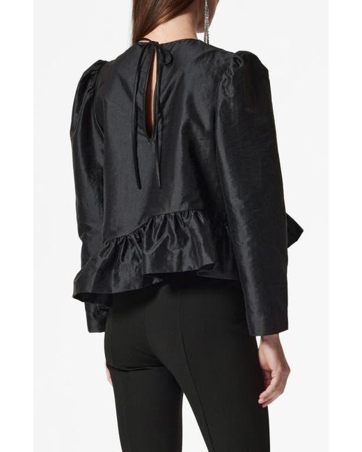 & Other Stories Black Asymmetric Ruffle Top