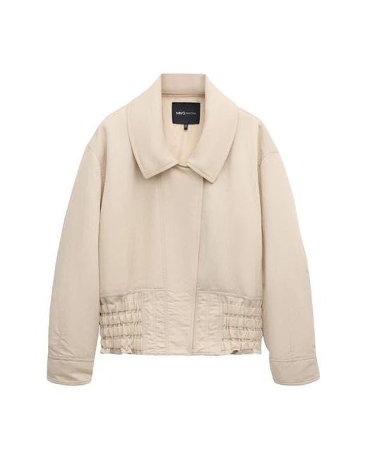 Mango Natural Oversize Gathered Hem Jacket