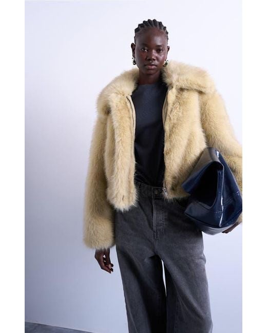 TOPSHOP Multicolor Faux Fur Bomber Jacket