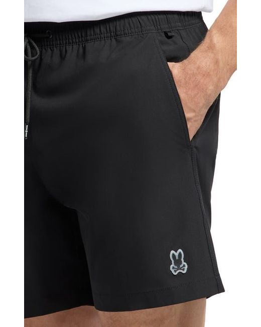 Psycho Bunny Black Palm View Hydrochromic Swim Trunks for men