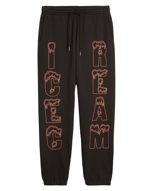 ICECREAM Black Snow Tops Embroidered joggers for men