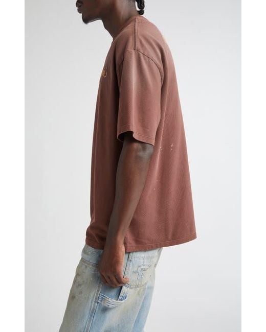 Amiri Brown Design Studio Embroidered Paint Splatter Oversize T-Shirt for men