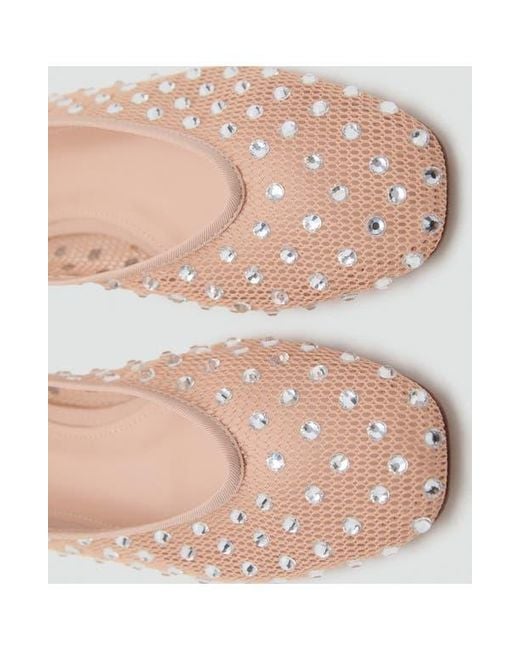 Mango Pink Embellished Ballet Flat