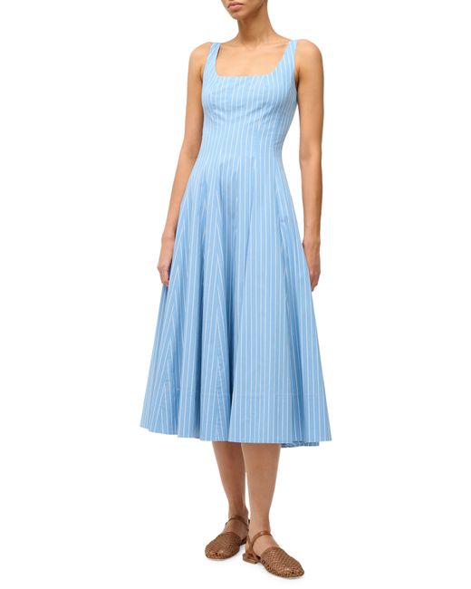 Staud Blue Wells Fit & Flare Dress