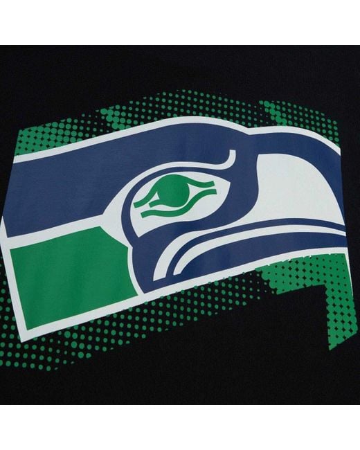 Mitchell & Ness Black Seattle Seahawks Gridiron Classics Big Face 7.0  Pullover Hoodie