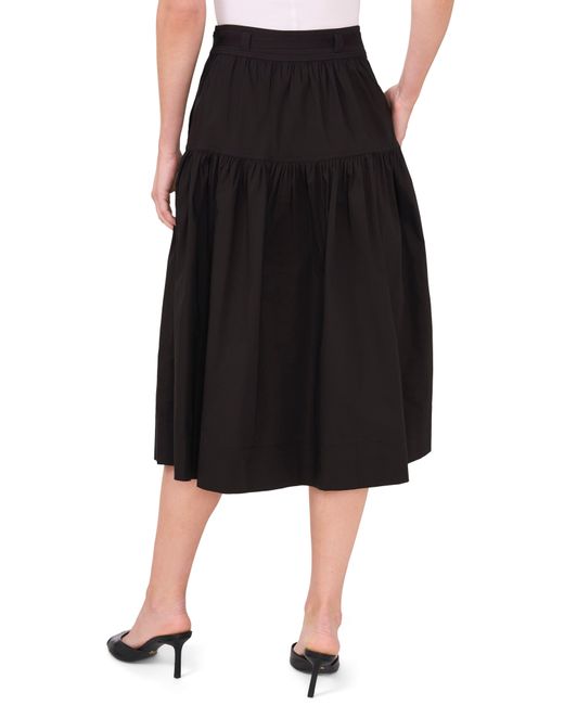 Cece Black Tie Waist Cotton Blend Skirt