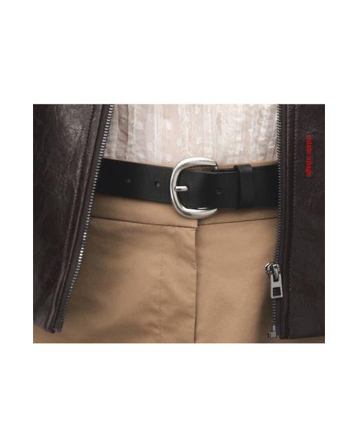 Mango Black Round Buckle Leather Belt