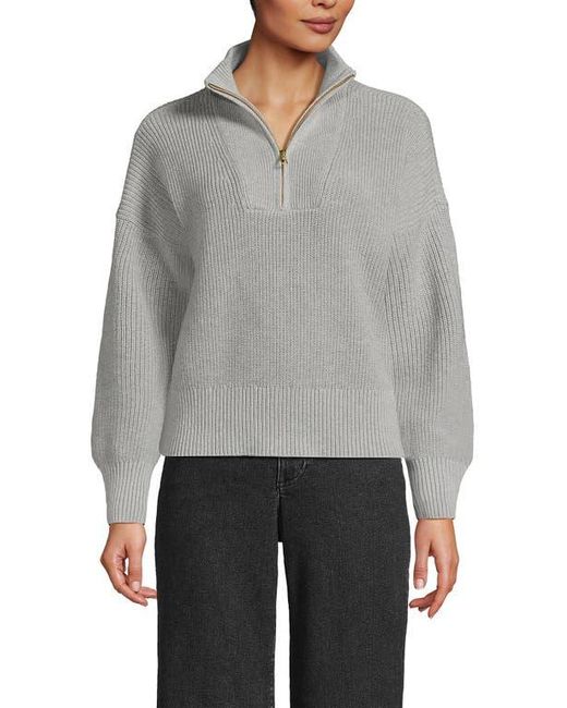 Lands' End Drifter Shaker Wedge Quarter Zip Sweater in Gray Lyst